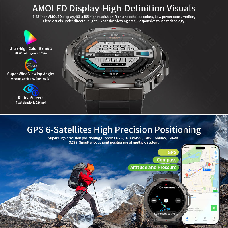 Montre intelligente GPS de qua - Altimeter Compass Watch avis et prix