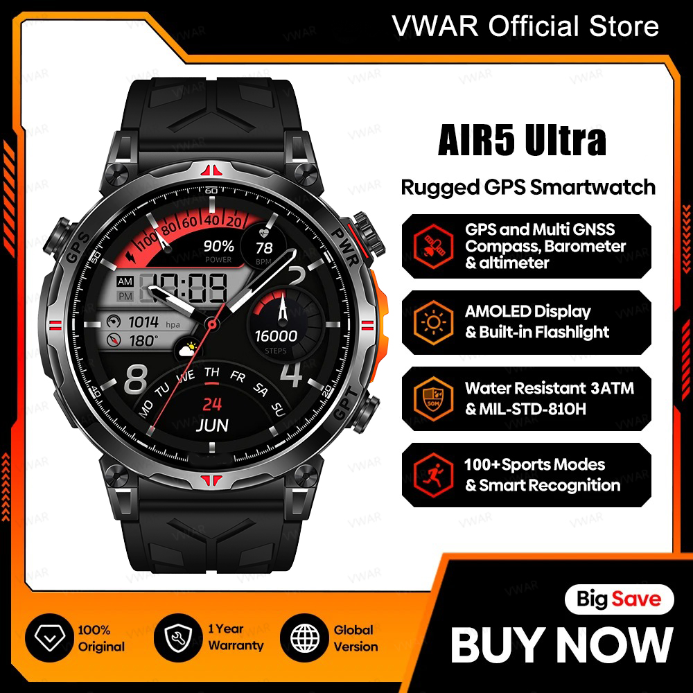 VWAR Air5 Ultra GPS Smartwatch - Watch Vs Smartwatch avis et prix